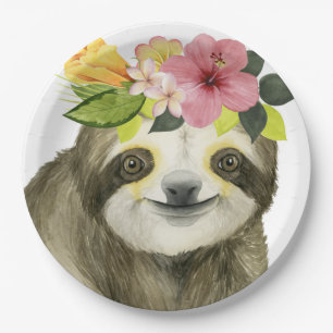 Tropical Halo Sweet Sloth Paper Plates