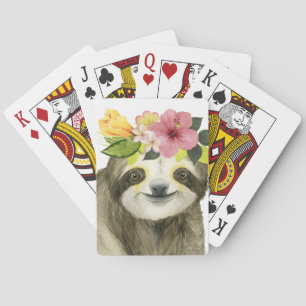 Tropical Halo Sweet Sloth Poker Cards