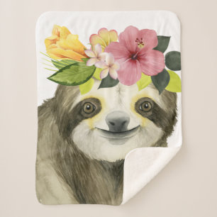 Tropical Halo Sweet Sloth Sherpa Blanket
