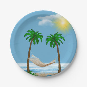 Tropical hammock and palm trees paper plates
