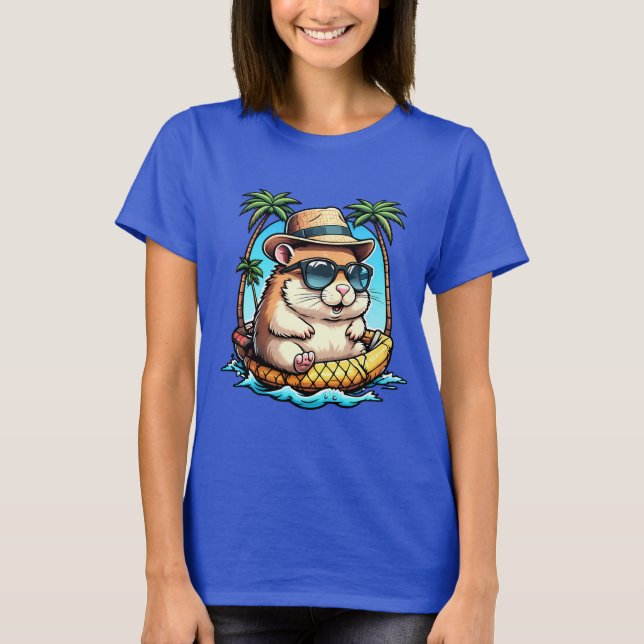 Tropical Hamster in Pineapple Floaty Cute Summer  T-Shirt (Front)