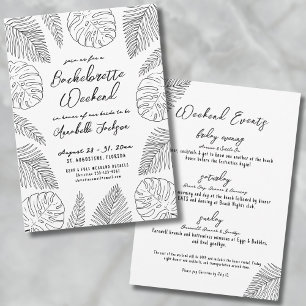 Tropical Hand Drawn Beach Bachelorette Party Invitation