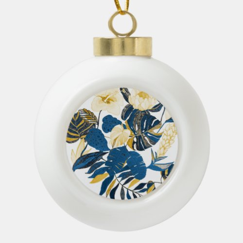 Tropical Hand Drawn Creative Seamless Pattern Ceramic Ball Christmas Ornament