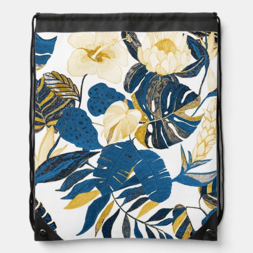 Tropical Hand Drawn Creative Seamless Pattern Drawstring Bag