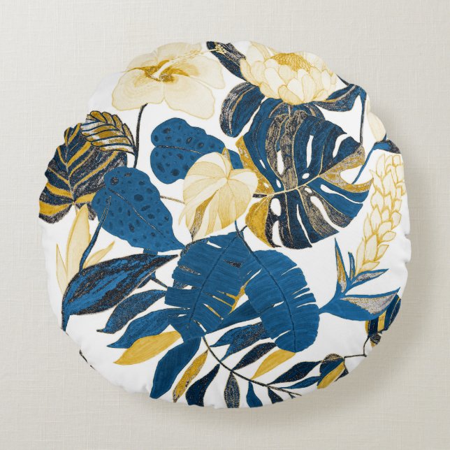 Tropical Hand Drawn: Creative Seamless Pattern Round Pillow (Front)