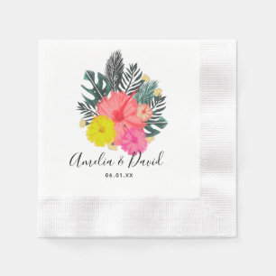 Tropical Hand Drawn Hawaii Script Save the Date Napkins