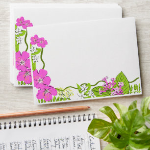 Tropical Hand Drawn Pink and Green  Envelope