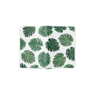 Tropical Hand Painted Swiss Cheese Plant Leaves Passport Holder
