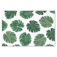 Tropical Hand Painted Swiss Cheese Plant Leaves Tissue Paper