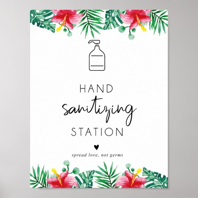 Tropical Hand Sanitizing Station Poster (Front)
