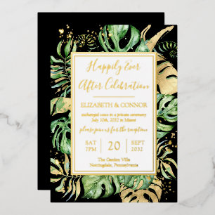 Tropical Happily Ever After Elope Reception Party  Foil Invitation