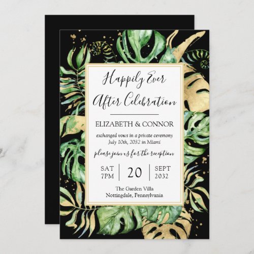 Tropical Happily Ever After Elope Reception Party Invitation