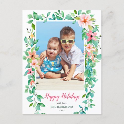 Tropical Happy Holidays 1_Photo Floral Postcard
