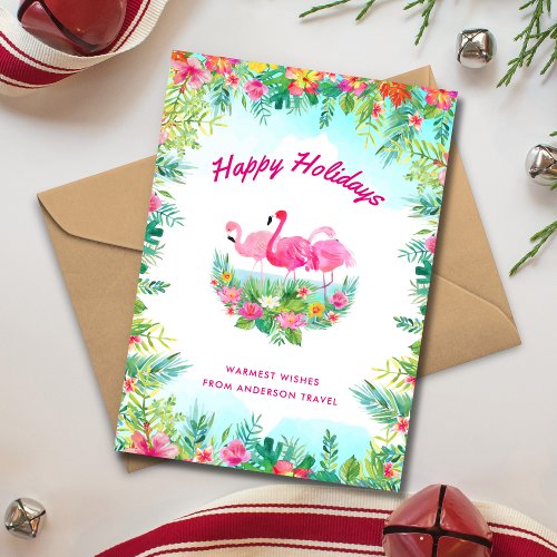 Tropical Happy Holidays Business Holiday Card