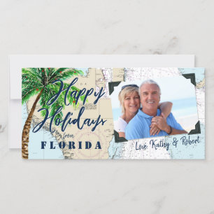 Tropical Happy Holidays from Florida Nautical Holiday Card