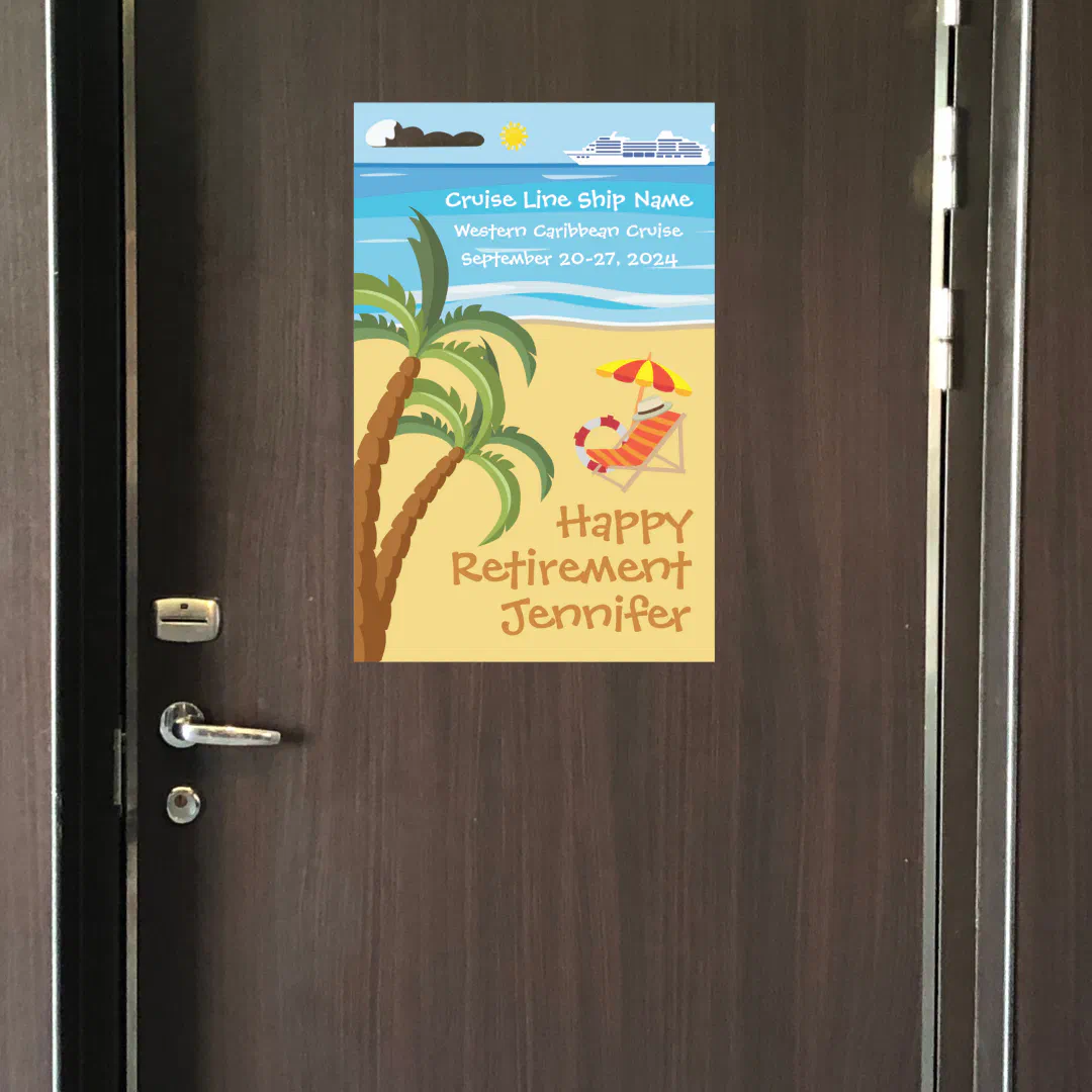 Tropical Happy Retirement Cruise Door Decoration Magnetic Dry Erase Sheet (Creator Uploaded)