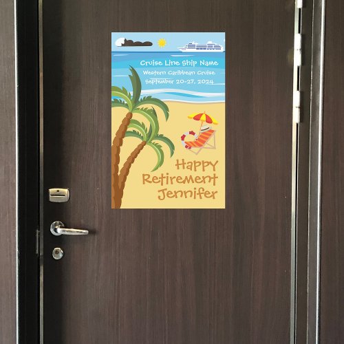 Tropical Happy Retirement Cruise Door Decoration Magnetic Dry Erase Sheet