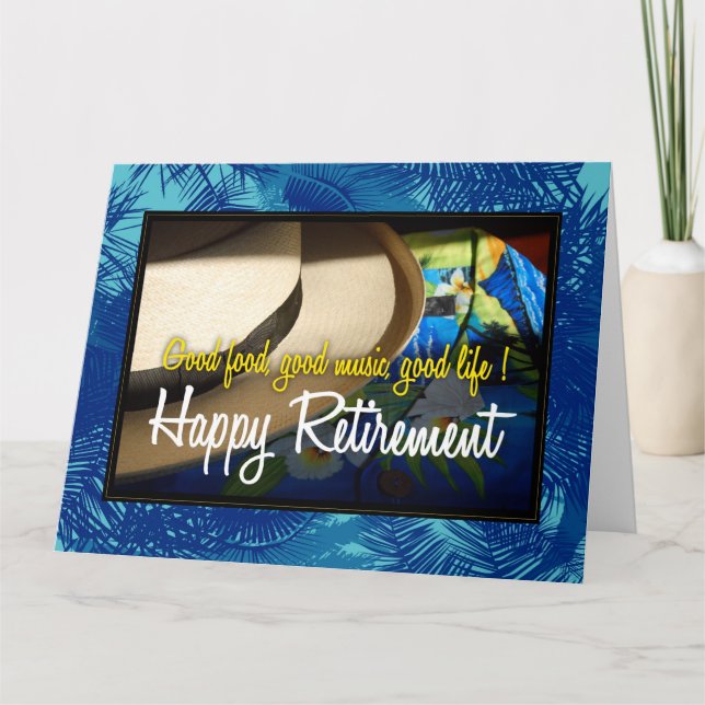 Tropical Happy Retirement in Blue XL Card (Front)