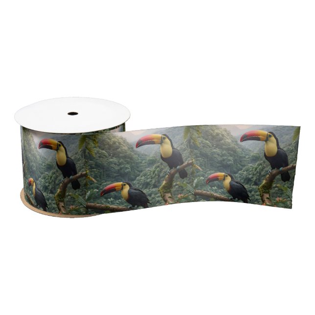 Tropical Harmony: Two Toucans in the Canopy Satin Ribbon (Spool)