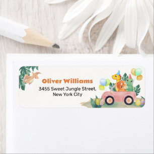 Tropical Hatching Dino Baby Shower Return Address Label