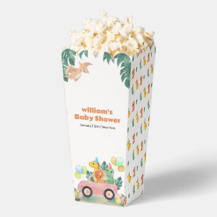 Tropical Hatching Dino Car Popcorn Baby Shower Favor Boxes