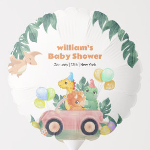 Tropical Hatching Soon Dinosaur Car Baby Shower Balloon
