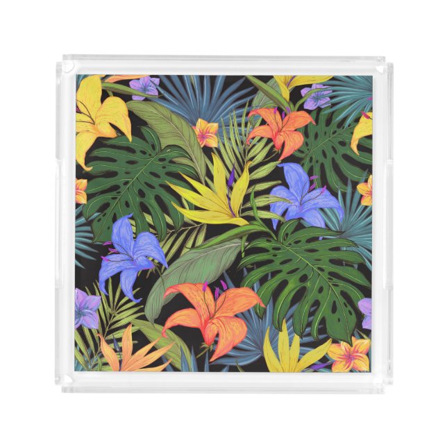 Tropical Hawaii Aloha Flower Graphic Acrylic Tray (Front)