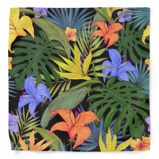 Tropical Hawaii Aloha Flower Graphic Bandana (Front)