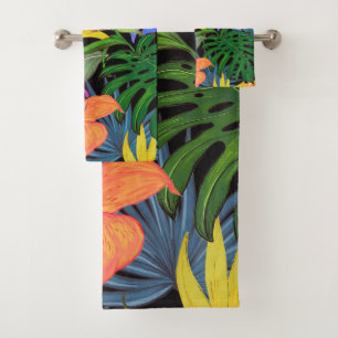 Tropical Hawaii Aloha Flower Graphic Bath Towel Set