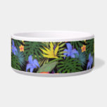 Tropical Hawaii Aloha Flower Graphic Bowl<br><div class="desc">Hawaiian Print - This image is a graphic art design of Hawaiian flowers and palm leaves. Artwork illustration painting collage.</div>