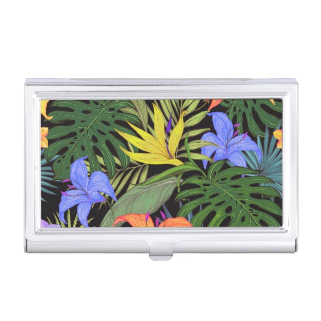 Tropical Hawaii Aloha Flower Graphic Business Card Case (Front)