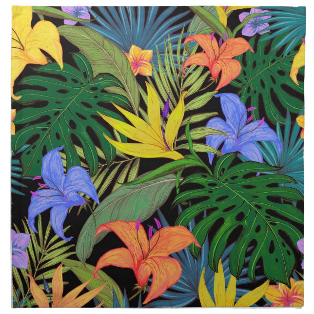 Tropical Hawaii Aloha Flower Graphic Cloth Napkin (Front)