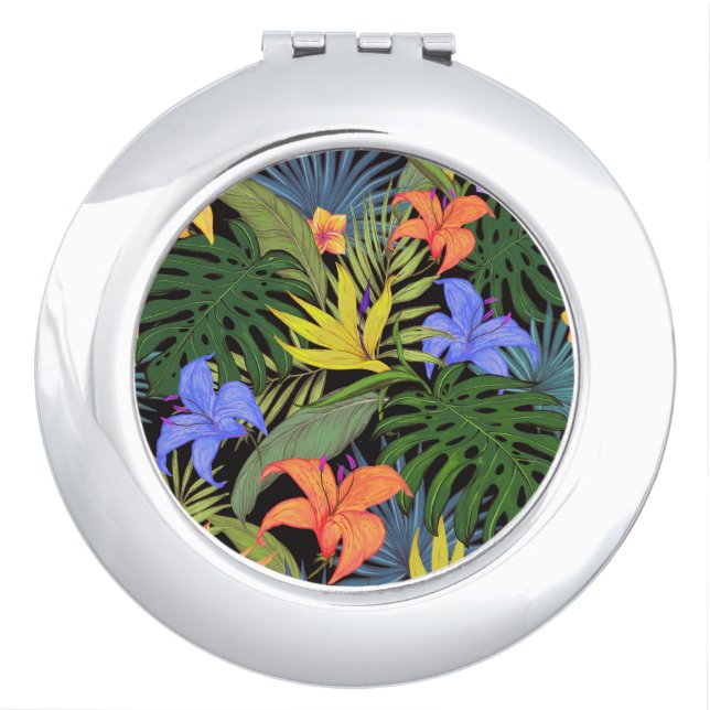 Tropical Hawaii Aloha Flower Graphic Compact Mirror (Front)