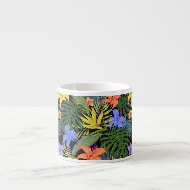 Tropical Hawaii Aloha Flower Graphic Espresso Cup (Front)
