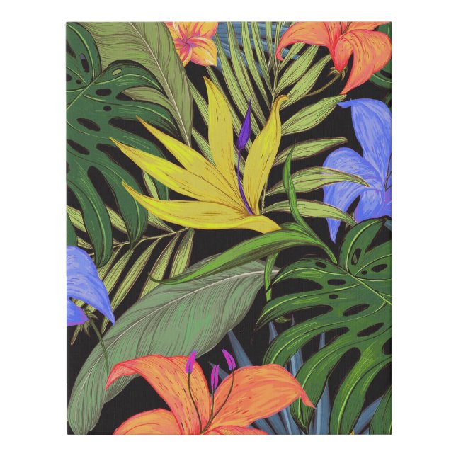 Tropical Hawaii Aloha Flower Graphic Faux Canvas Print (Front)