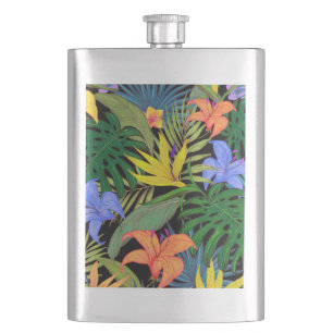 Tropical Hawaii Aloha Flower Graphic Flask