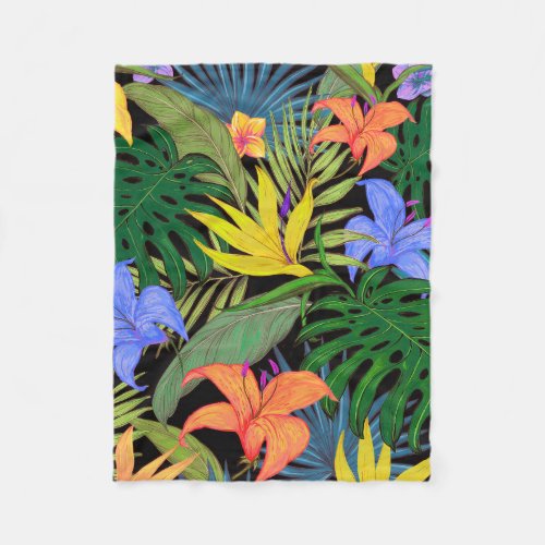 Tropical Hawaii Aloha Flower Graphic Fleece Blanket