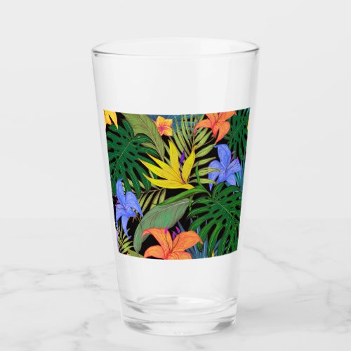 Tropical Hawaii Aloha Flower Graphic Glass