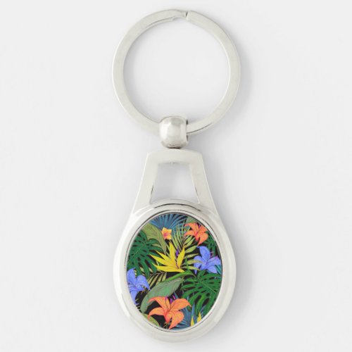 Tropical Hawaii Aloha Flower Graphic Keychain