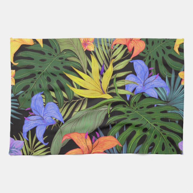 Tropical Hawaii Aloha Flower Graphic Kitchen Towel (Horizontal)