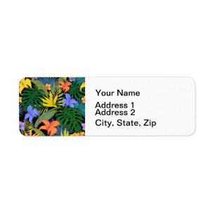 Tropical Hawaii Aloha Flower Graphic Label