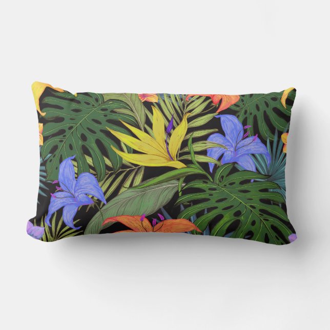 Tropical Hawaii Aloha Flower Graphic Lumbar Pillow (Front)