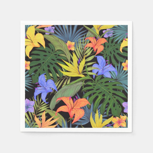 Tropical Hawaii Aloha Flower Graphic Napkins (Front)