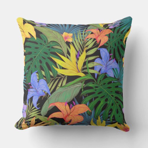 Tropical Hawaii Aloha Flower Graphic Outdoor Pillow