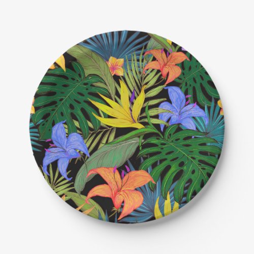 Tropical Hawaii Aloha Flower Graphic Paper Plates