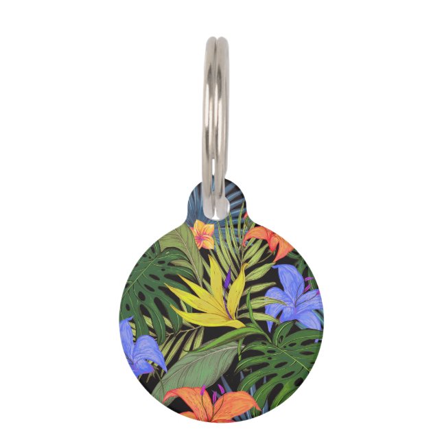 Tropical Hawaii Aloha Flower Graphic Pet ID Tag (Front)