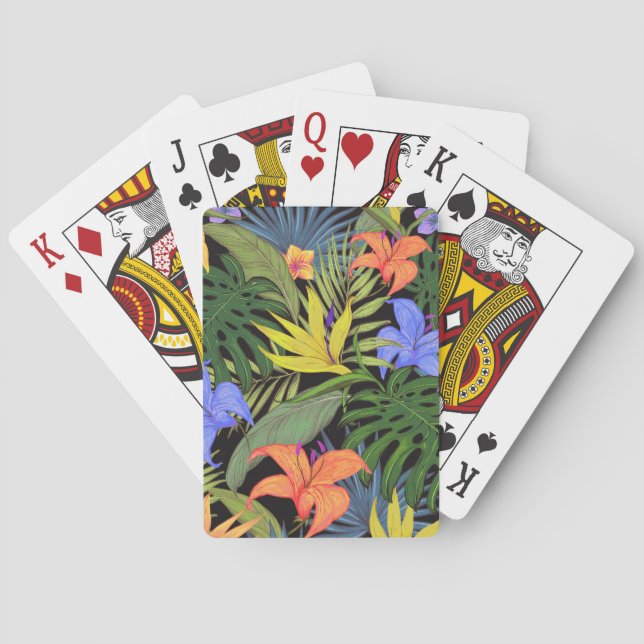 Tropical Hawaii Aloha Flower Graphic Poker Cards (Back)