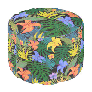Tropical Hawaii Aloha Flower Graphic Pouf