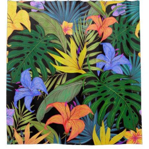 Tropical Hawaii Aloha Flower Graphic Shower Curtain