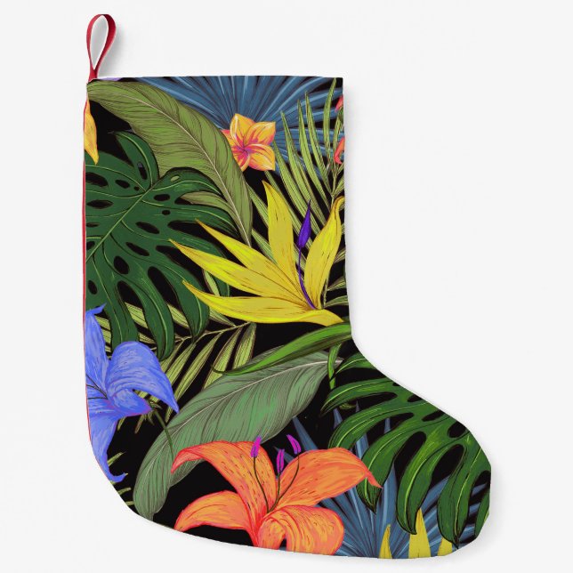 Tropical Hawaii Aloha Flower Graphic Small Christmas Stocking (Front)